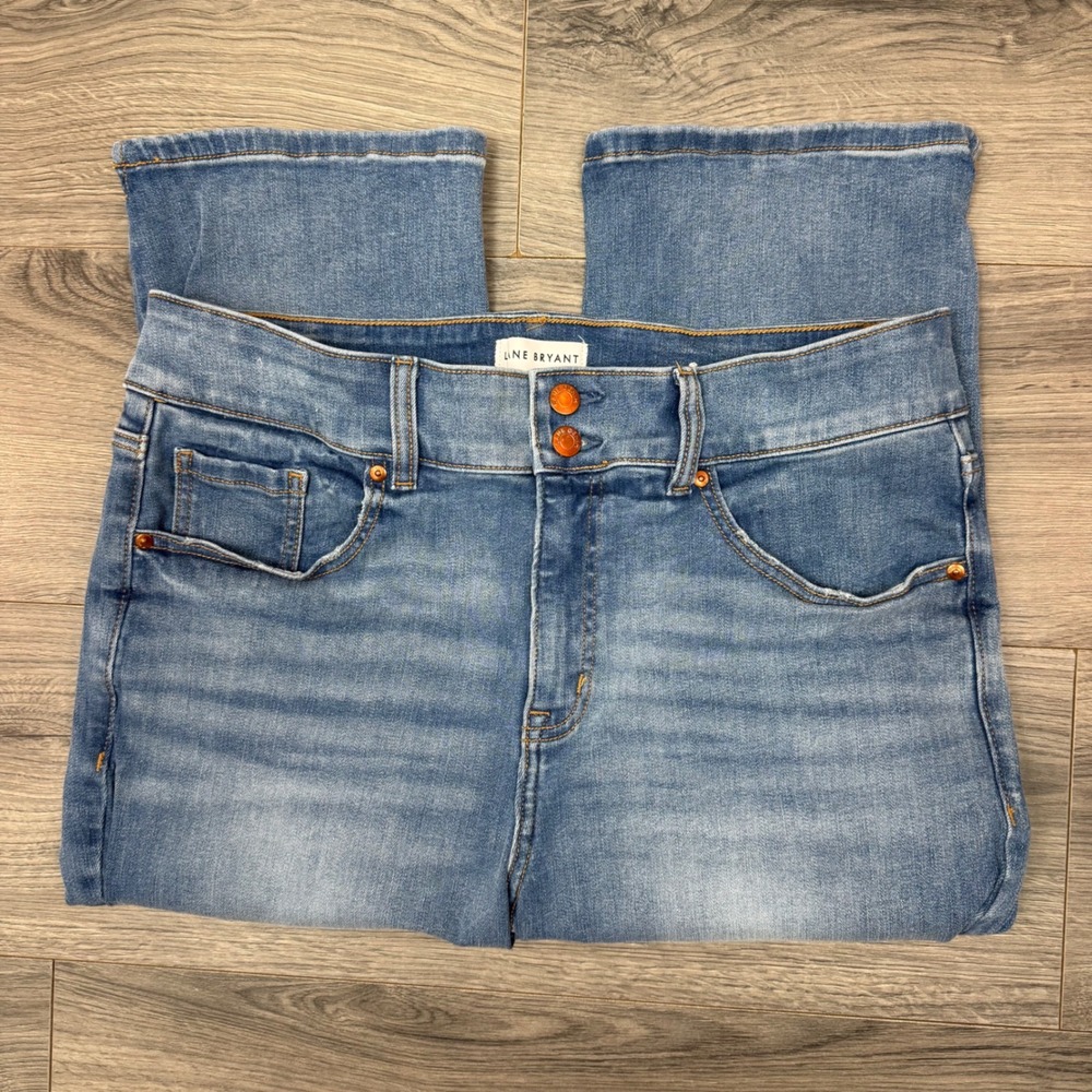 Lane Bryant Womens Tighter Tummy High‎ Rise Pedal Pusher Jeans Sz 16 Medium Wash